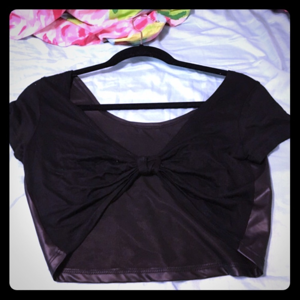 LA Hearts pleather crop top